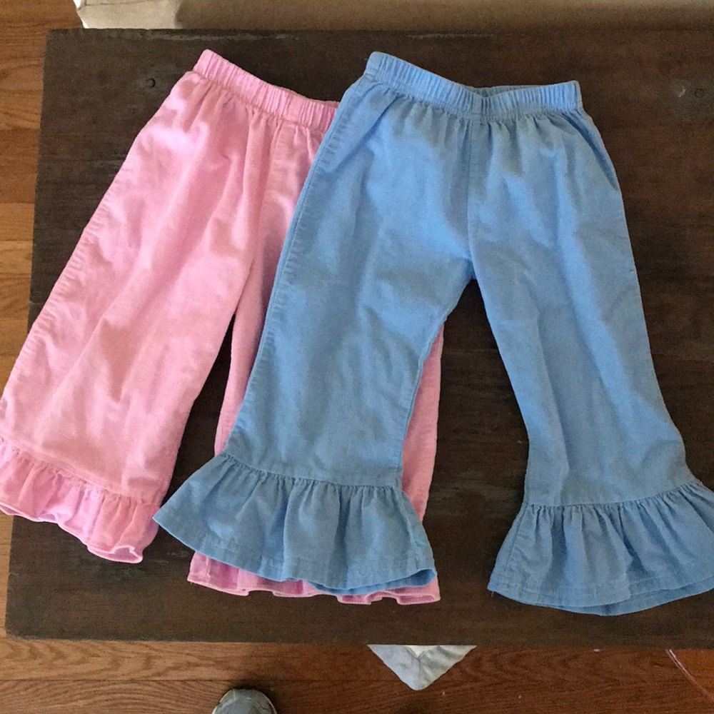 Two pair of corduroy ruffle pants